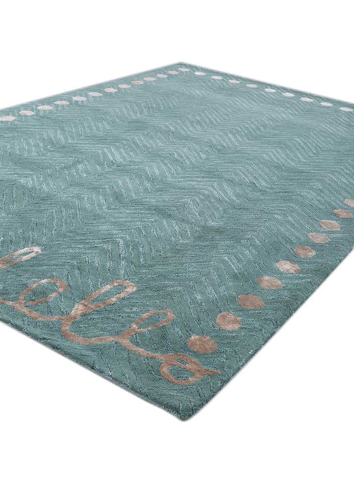confetti green wool and viscose hand tufted Rug - FloorShot