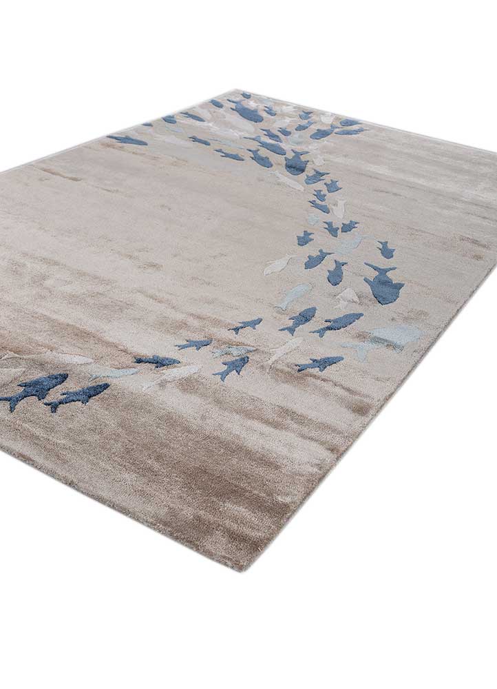 confetti beige and brown viscose hand tufted Rug - FloorShot