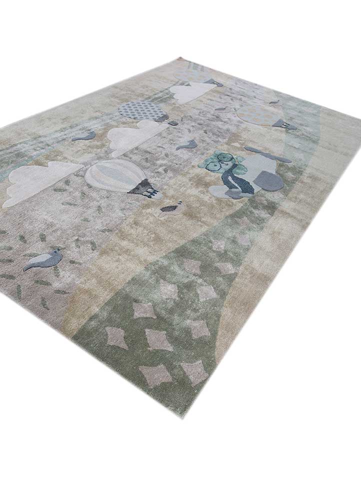 confetti green wool and viscose hand tufted Rug - FloorShot