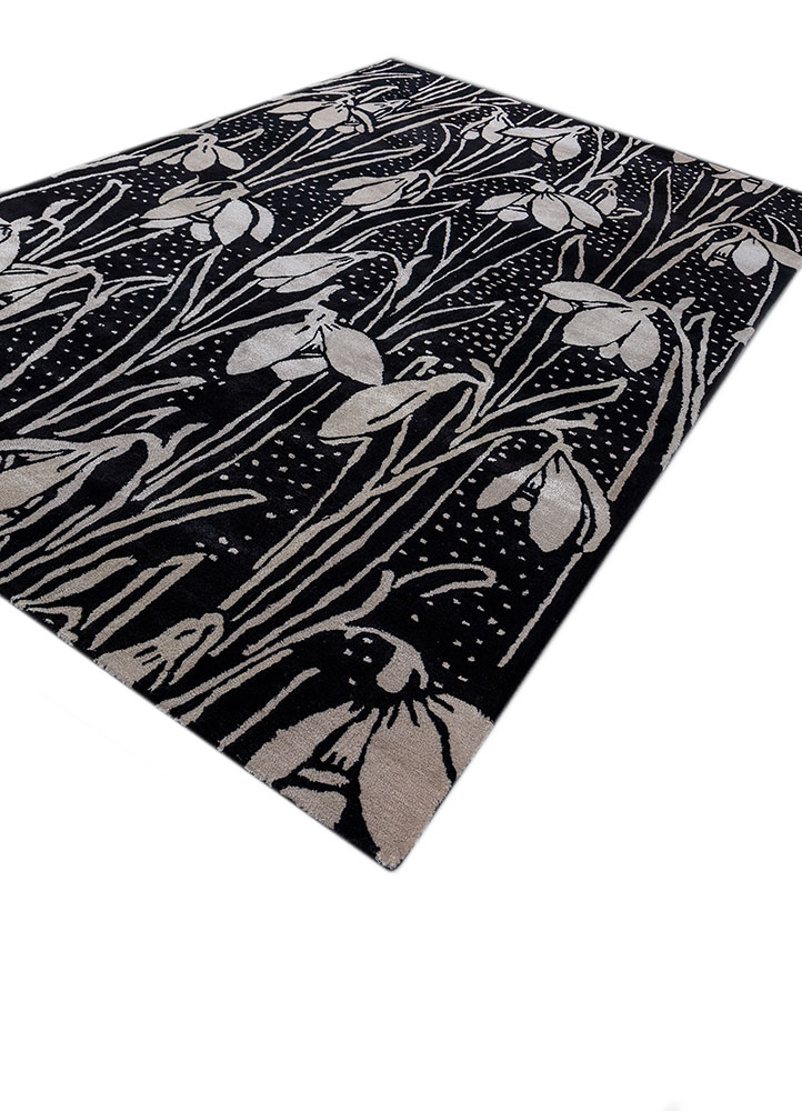 hacienda grey and black wool and viscose hand tufted Rug - FloorShot