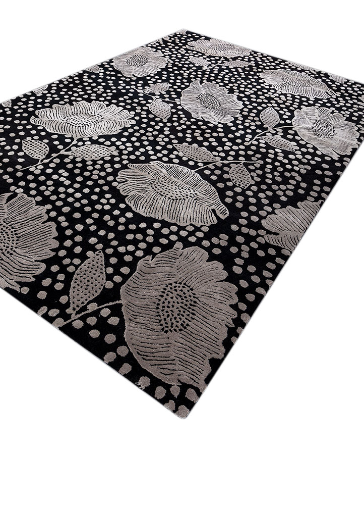 hacienda grey and black wool and viscose hand tufted Rug - FloorShot