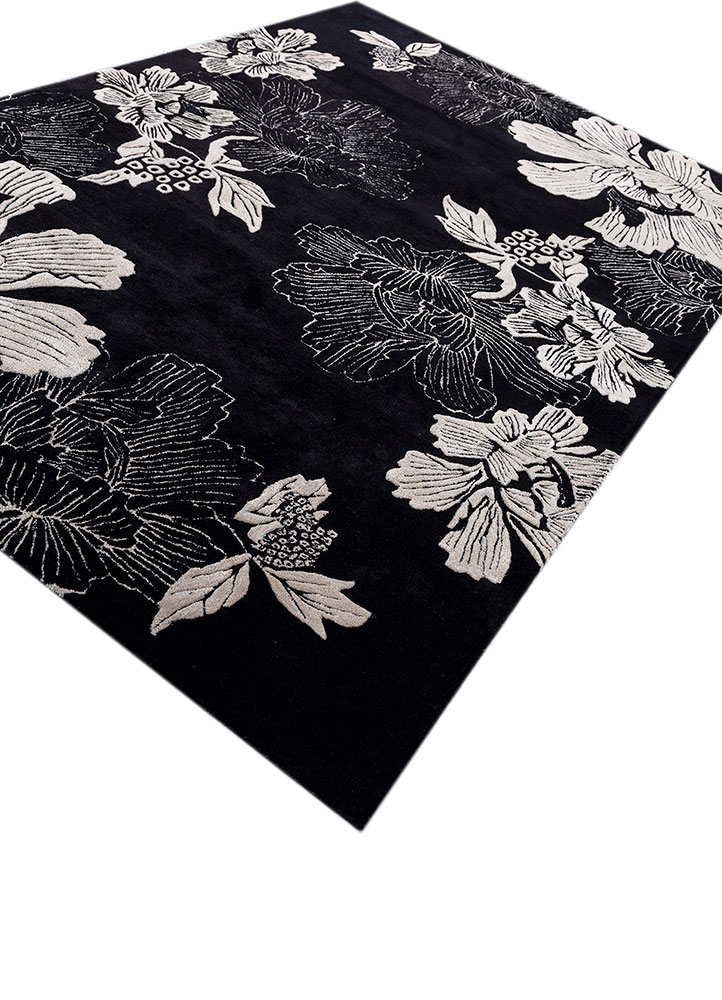 hacienda grey and black wool and viscose hand tufted Rug - FloorShot