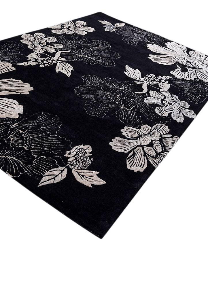 hacienda grey and black wool and viscose hand tufted Rug - FloorShot