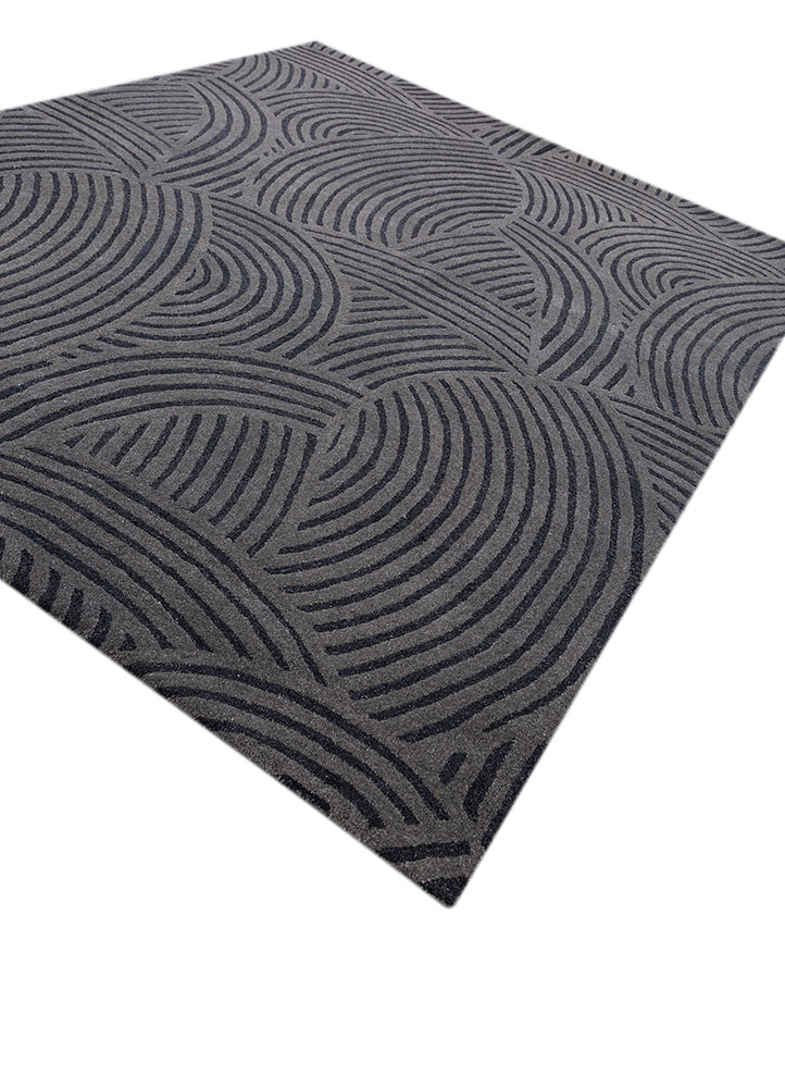 pathways grey and black wool and viscose hand tufted Rug - FloorShot