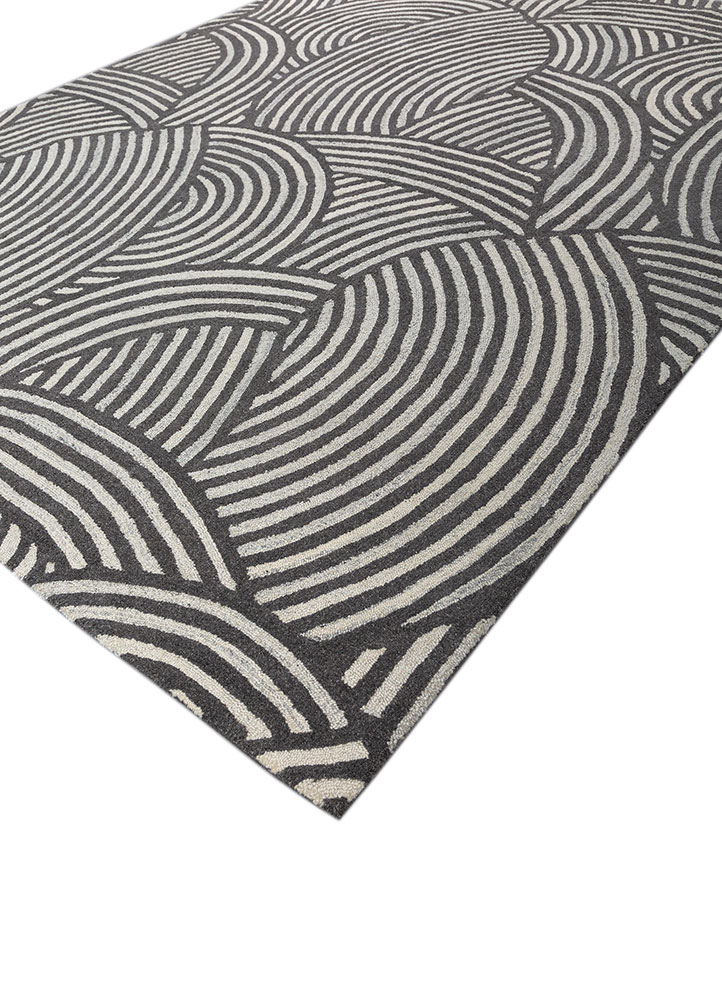 pathways grey and black wool and viscose hand tufted Rug - FloorShot