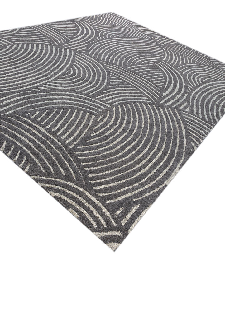 pathways grey and black wool and viscose hand tufted Rug - FloorShot
