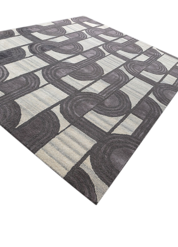 pathways grey and black wool and viscose hand tufted Rug - FloorShot