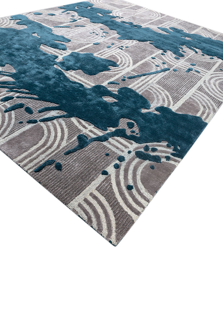 adrift blue wool and viscose hand tufted Rug - FloorShot