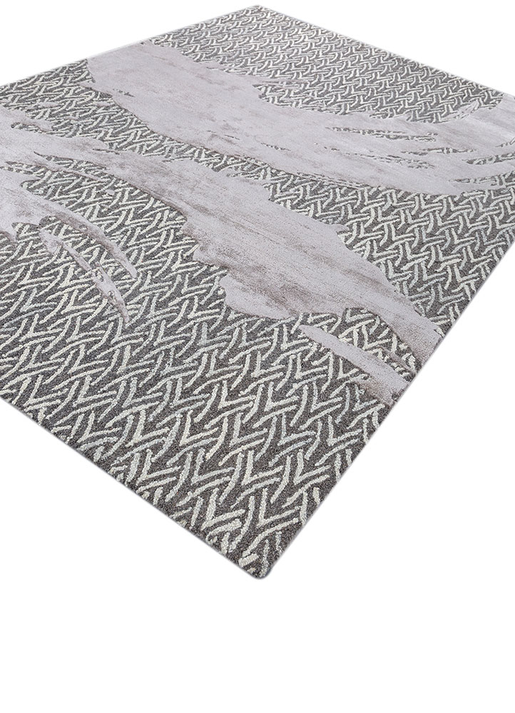 pathways grey and black wool and viscose hand tufted Rug - FloorShot
