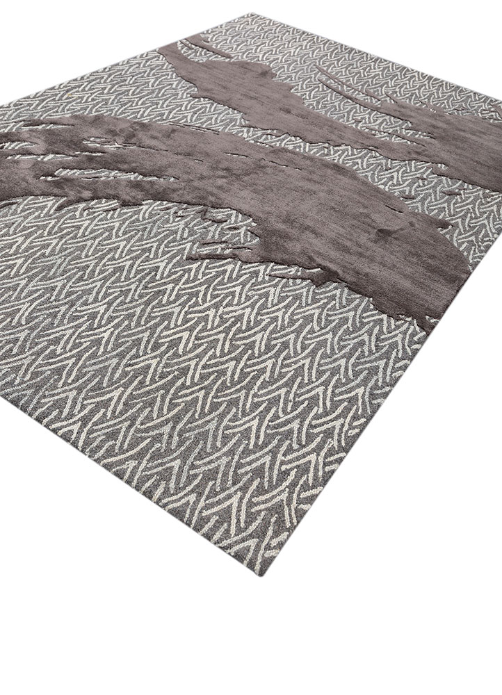 pathways grey and black wool and viscose hand tufted Rug - FloorShot