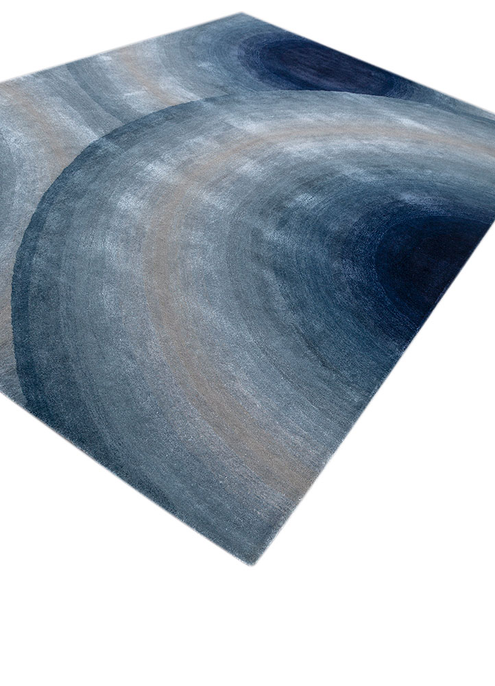 chroma blue wool and viscose hand tufted Rug - FloorShot