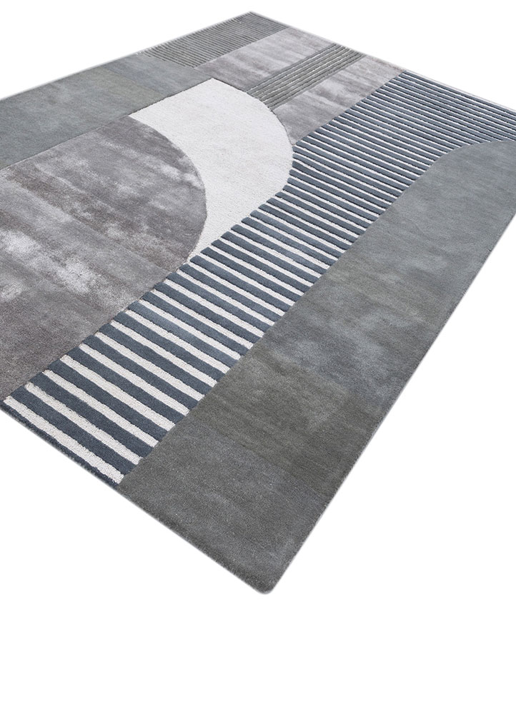 come around blue wool and viscose hand tufted Rug - FloorShot