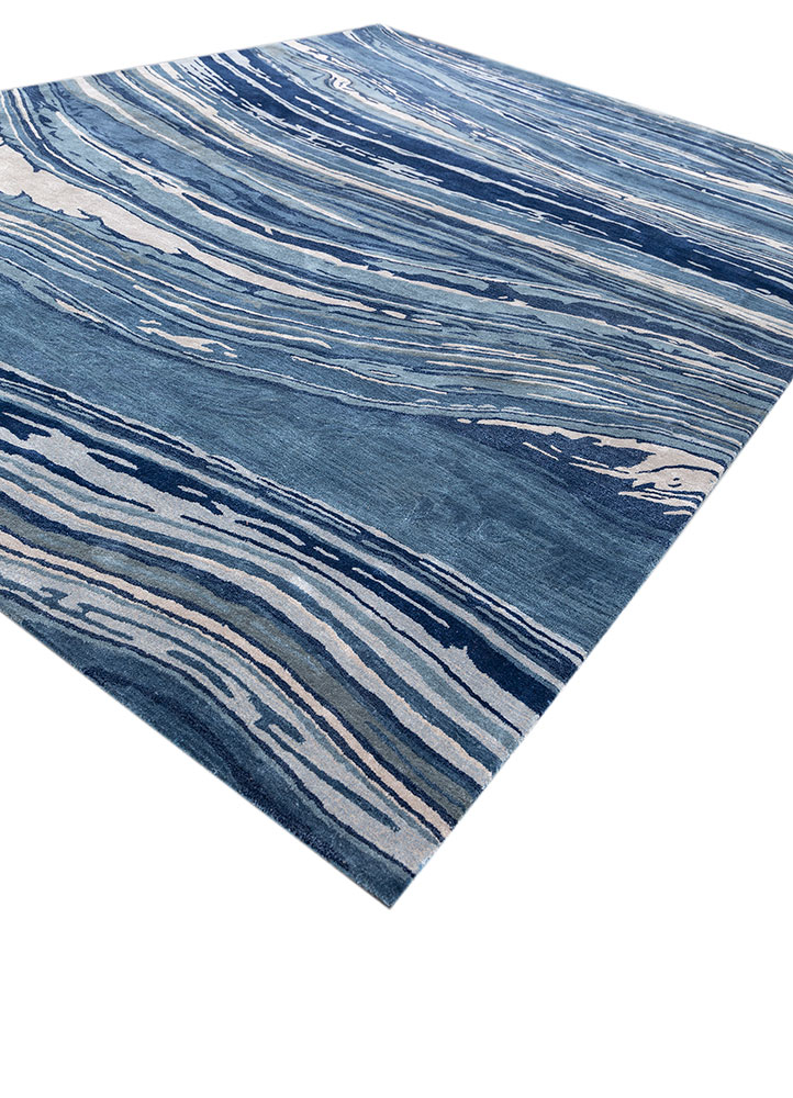 genesis blue wool and viscose hand tufted Rug - FloorShot