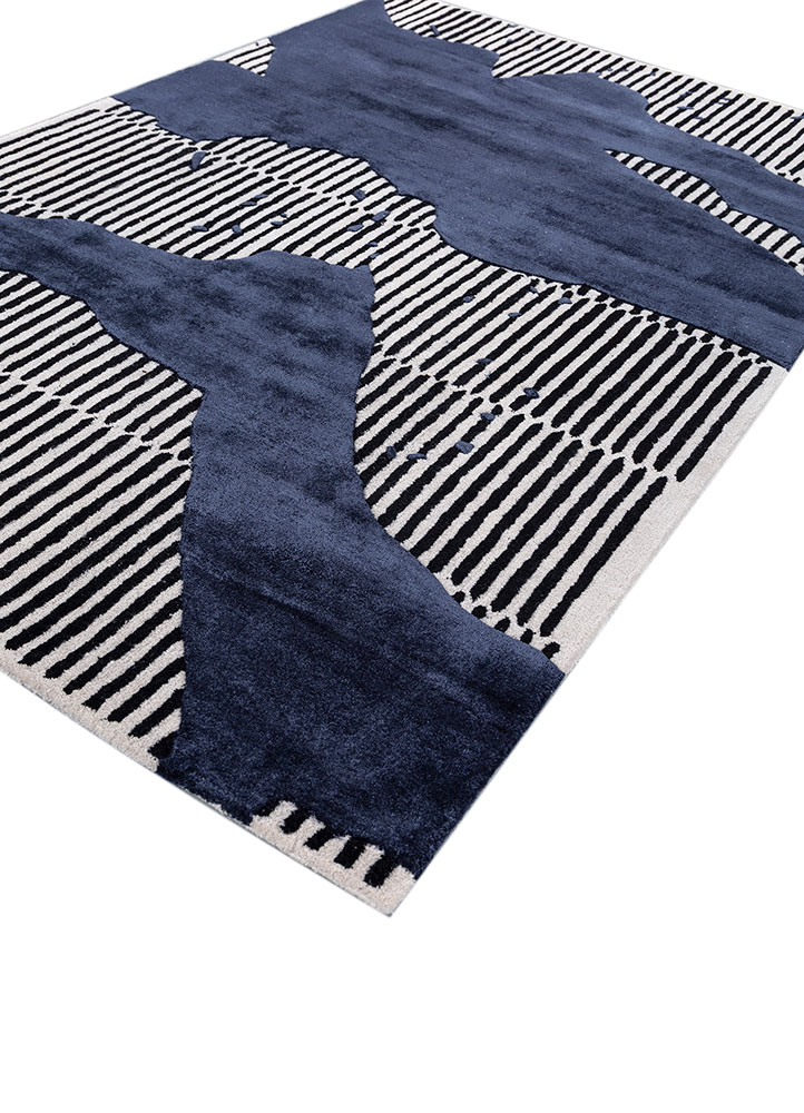 adrift blue wool and viscose hand tufted Rug - FloorShot