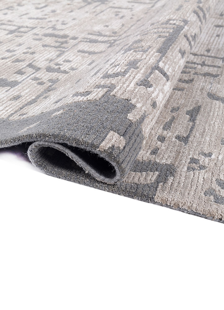 white noise blue wool and viscose hand tufted Rug - FloorShot
