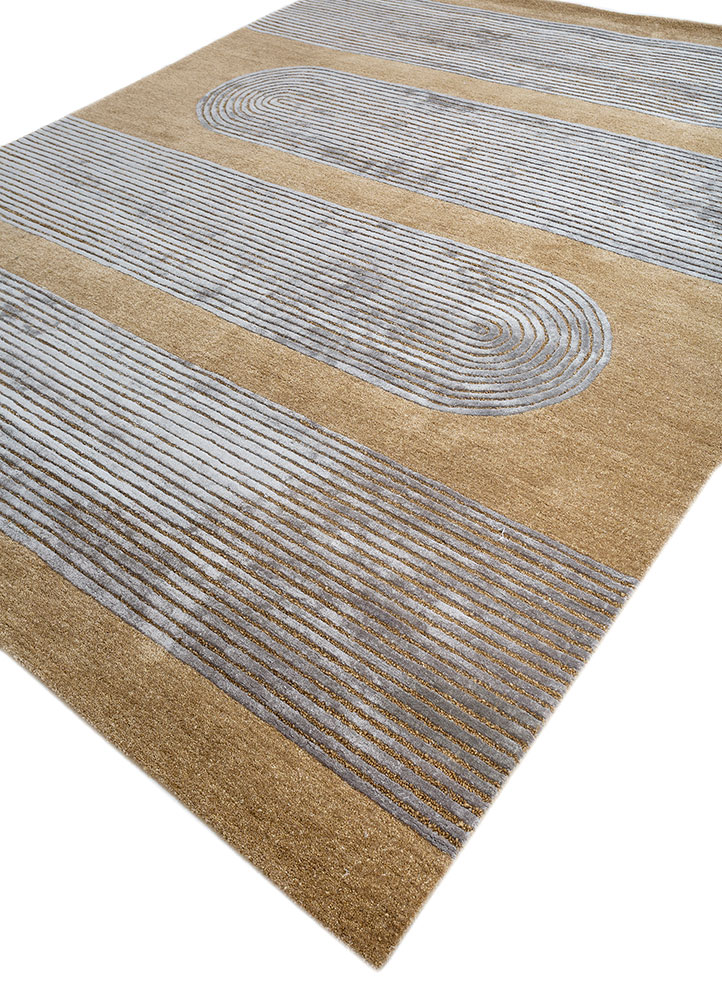 linear grey and black wool and viscose hand tufted Rug - FloorShot