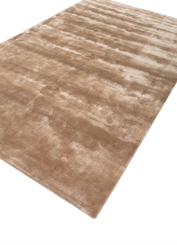 cera beige and brown viscose hand tufted Rug - FloorShot