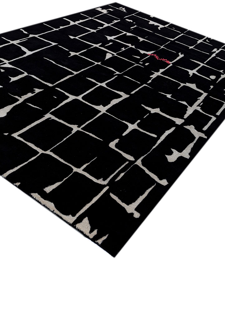 zig zag grey and black wool and viscose hand tufted Rug - FloorShot