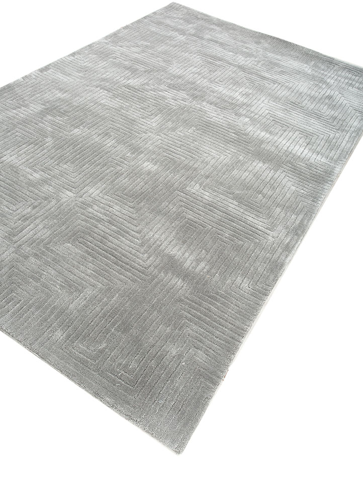 cera blue viscose hand tufted Rug - FloorShot