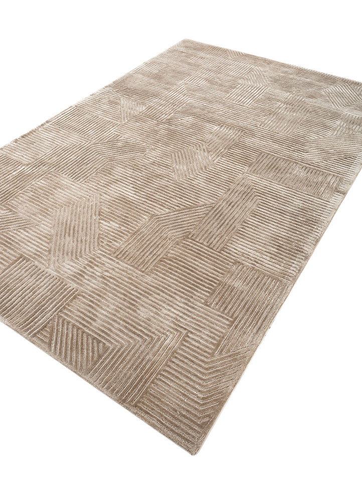 cera beige and brown wool and viscose hand tufted Rug - FloorShot