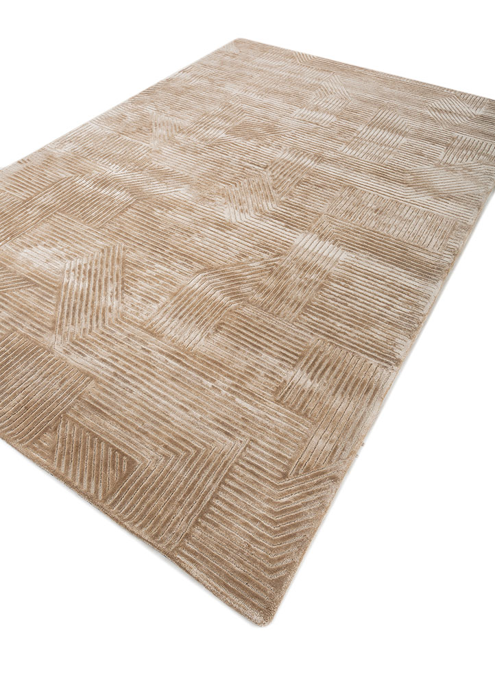 cera beige and brown wool and viscose hand tufted Rug - FloorShot