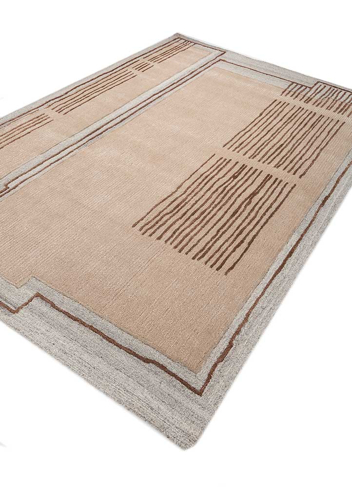modo beige and brown wool and viscose hand tufted Rug - FloorShot