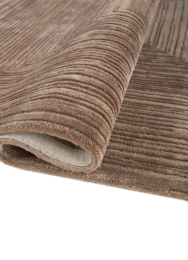 infini beige and brown wool and viscose hand tufted Rug - FloorShot