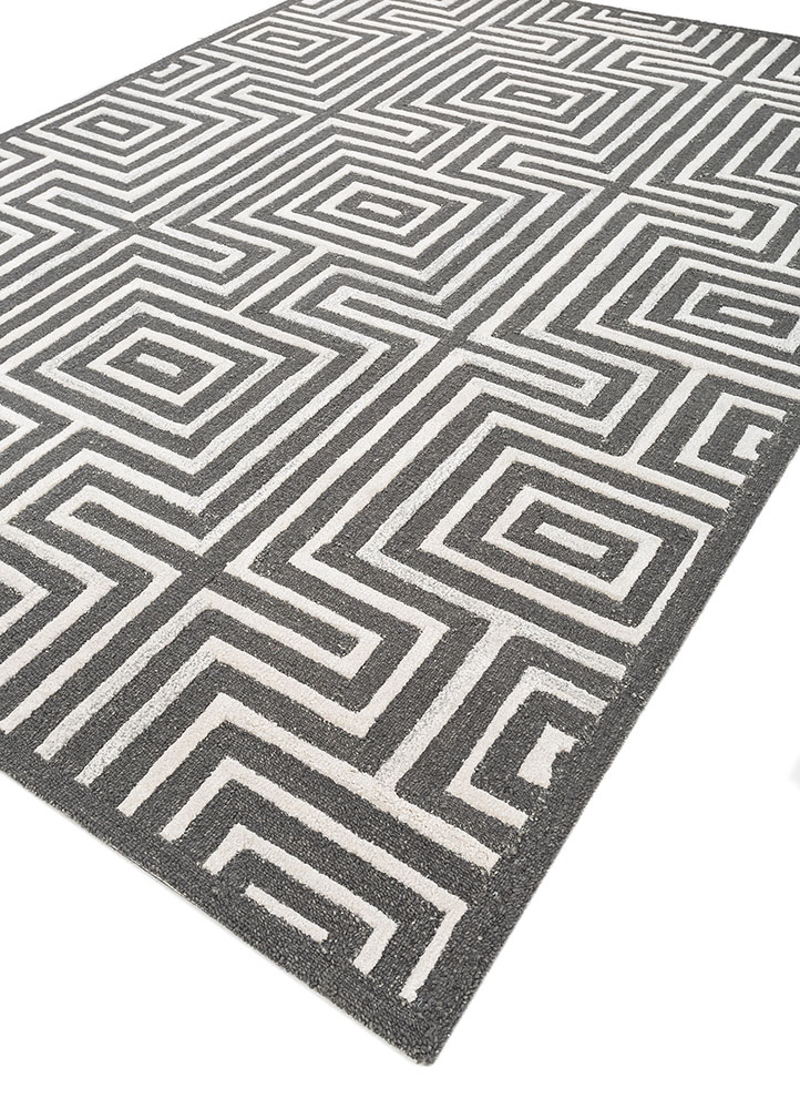 adrift grey and black wool hand tufted Rug - FloorShot