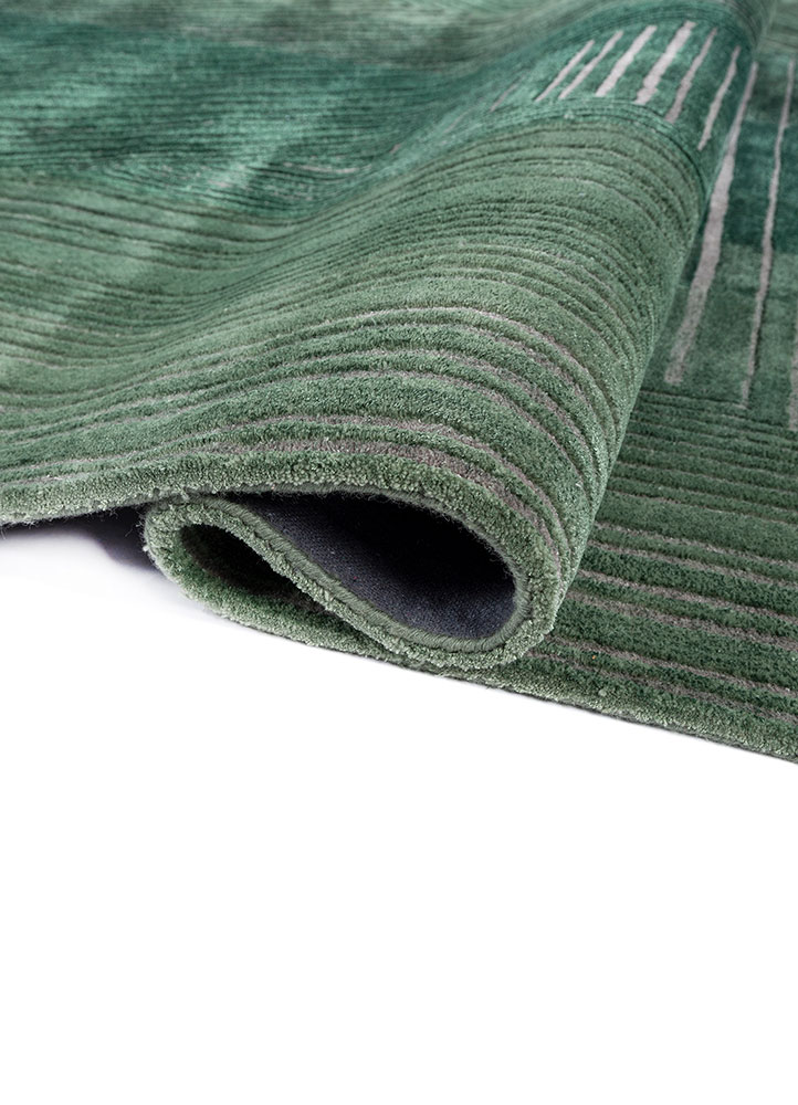 white noise green wool and viscose hand tufted Rug - FloorShot