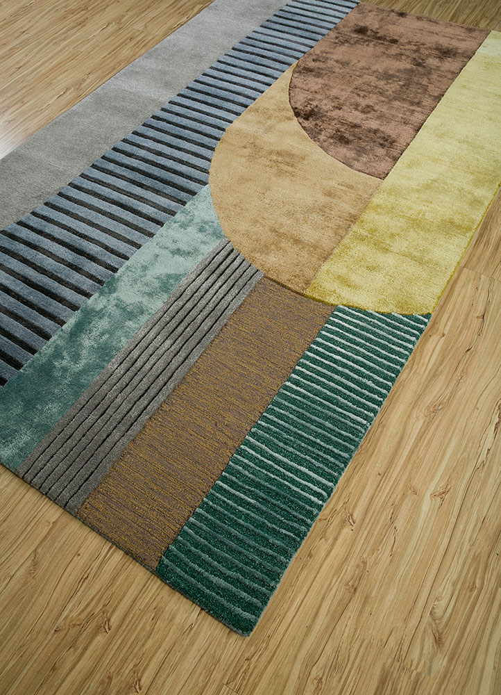 come around blue wool and viscose hand tufted Rug - FloorShot