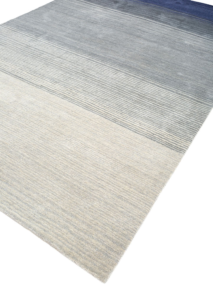white noise blue wool hand tufted Rug - FloorShot