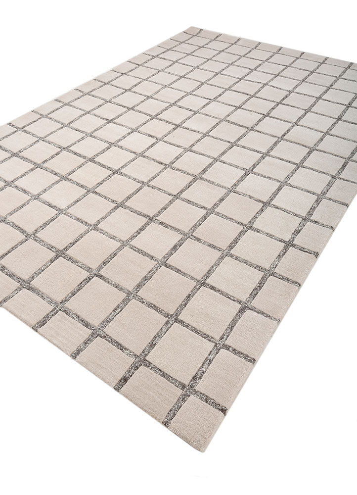 linear ivory wool hand tufted Rug - FloorShot
