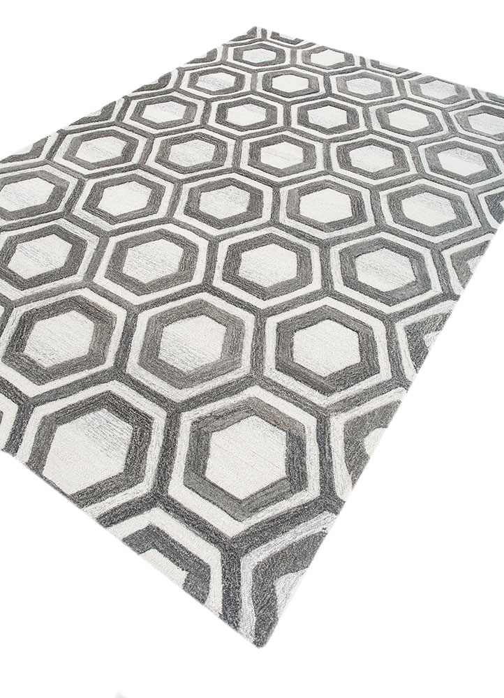 contour grey and black wool hand tufted Rug - FloorShot