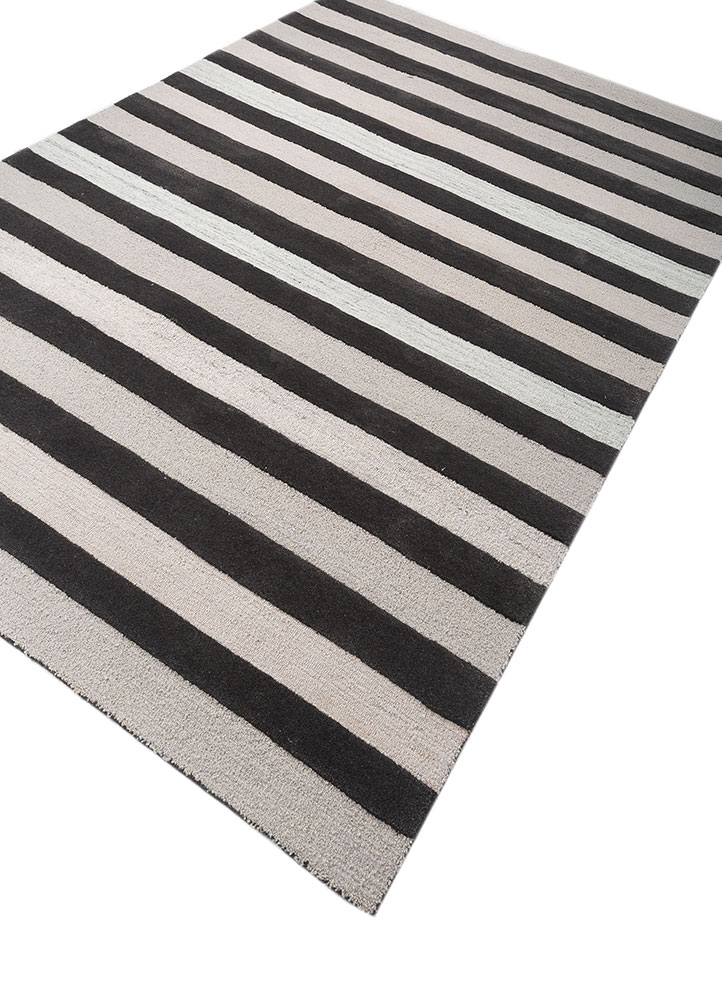 linear blue wool and viscose hand tufted Rug - FloorShot