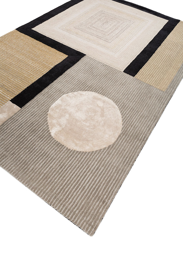 caliedo beige and brown wool and viscose hand tufted Rug - FloorShot