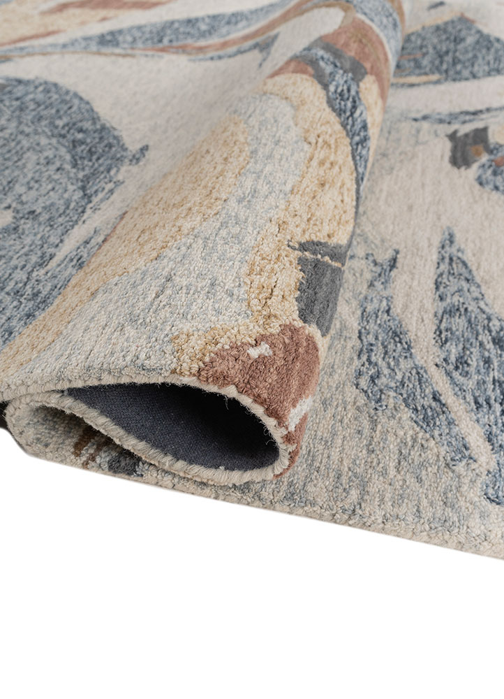 linear blue wool hand tufted Rug - FloorShot