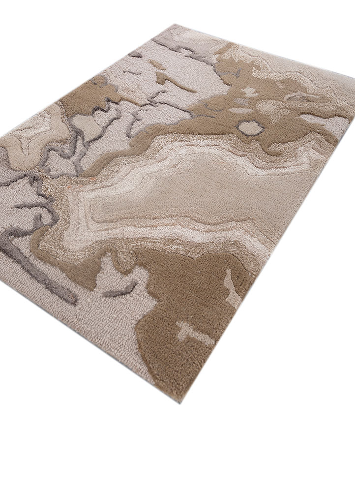 genesis beige and brown wool and viscose hand tufted Rug - FloorShot