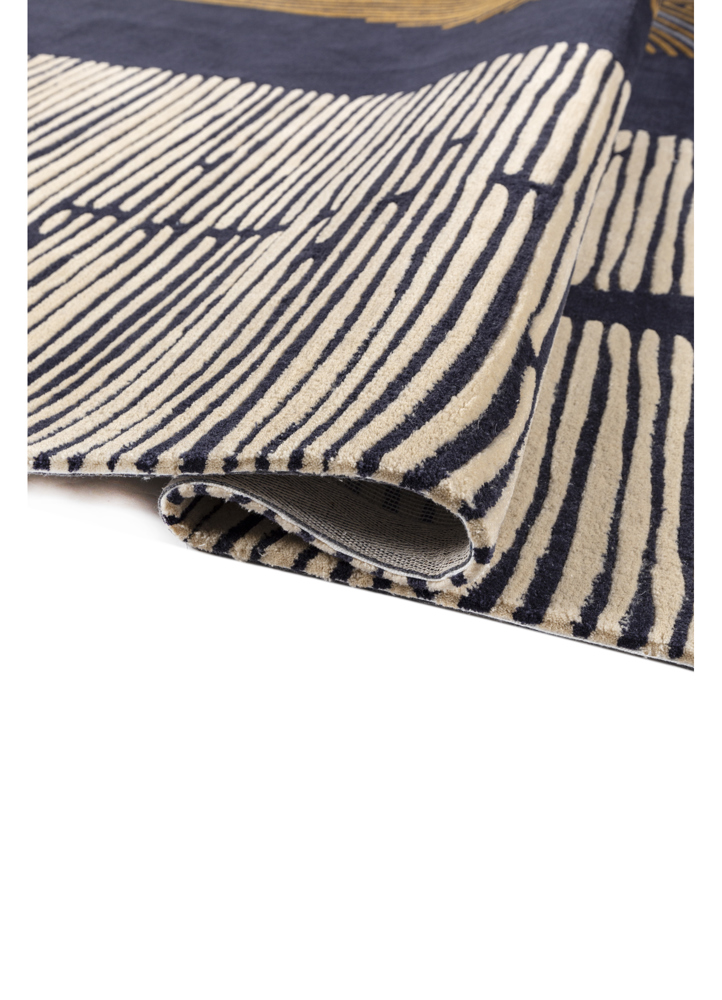 linear blue wool hand tufted Rug - FloorShot