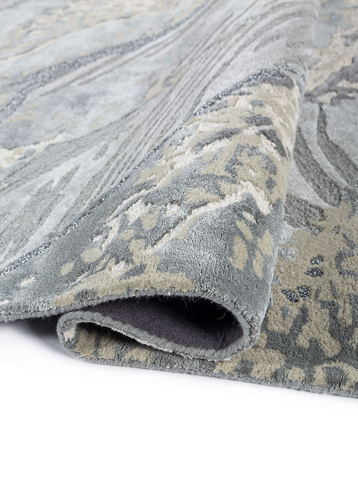 white noise blue wool and viscose hand tufted Rug - FloorShot