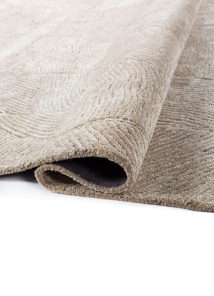 white noise beige and brown wool and viscose hand tufted Rug - FloorShot