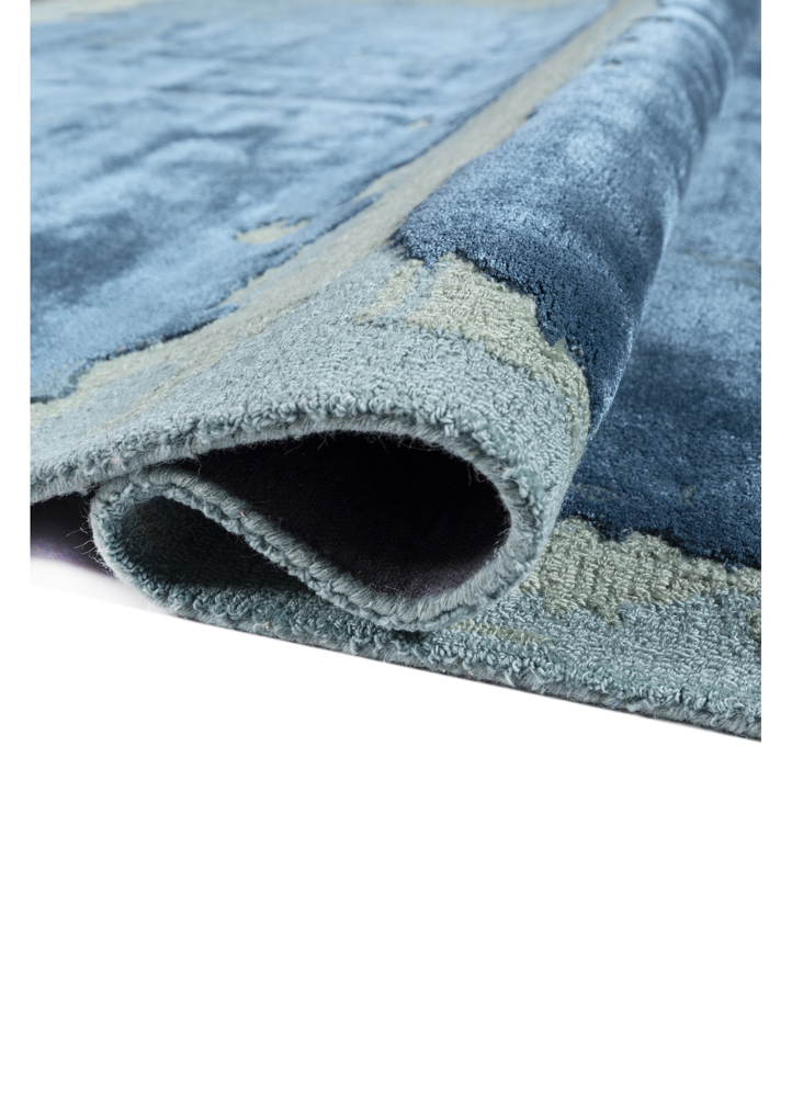 white noise blue wool and viscose hand tufted Rug - FloorShot