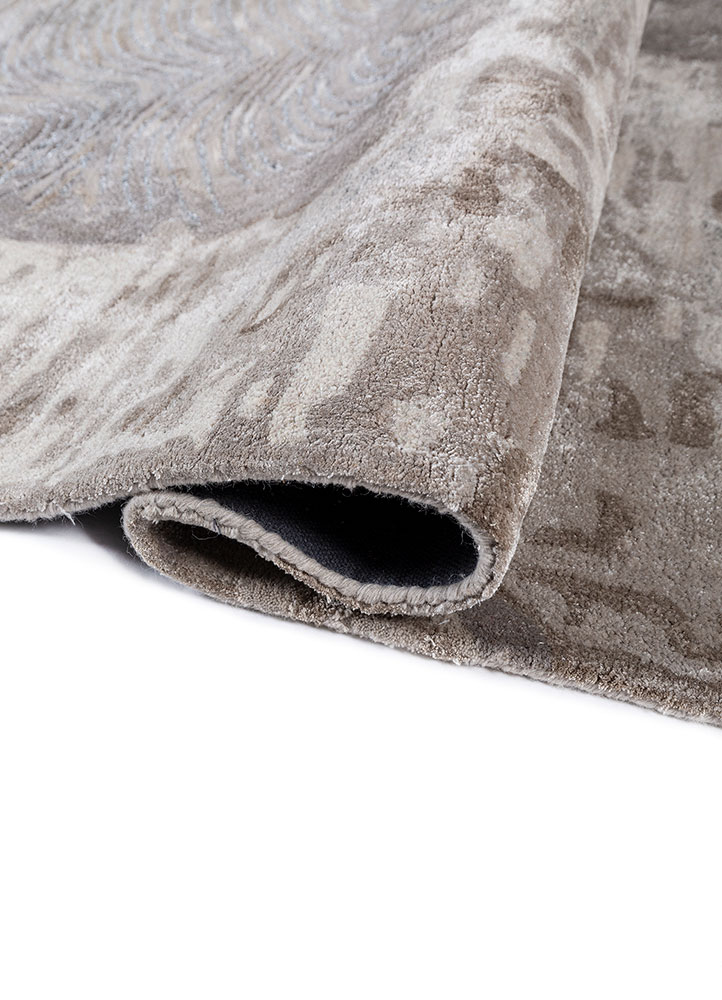 white noise beige and brown wool and viscose hand tufted Rug - FloorShot