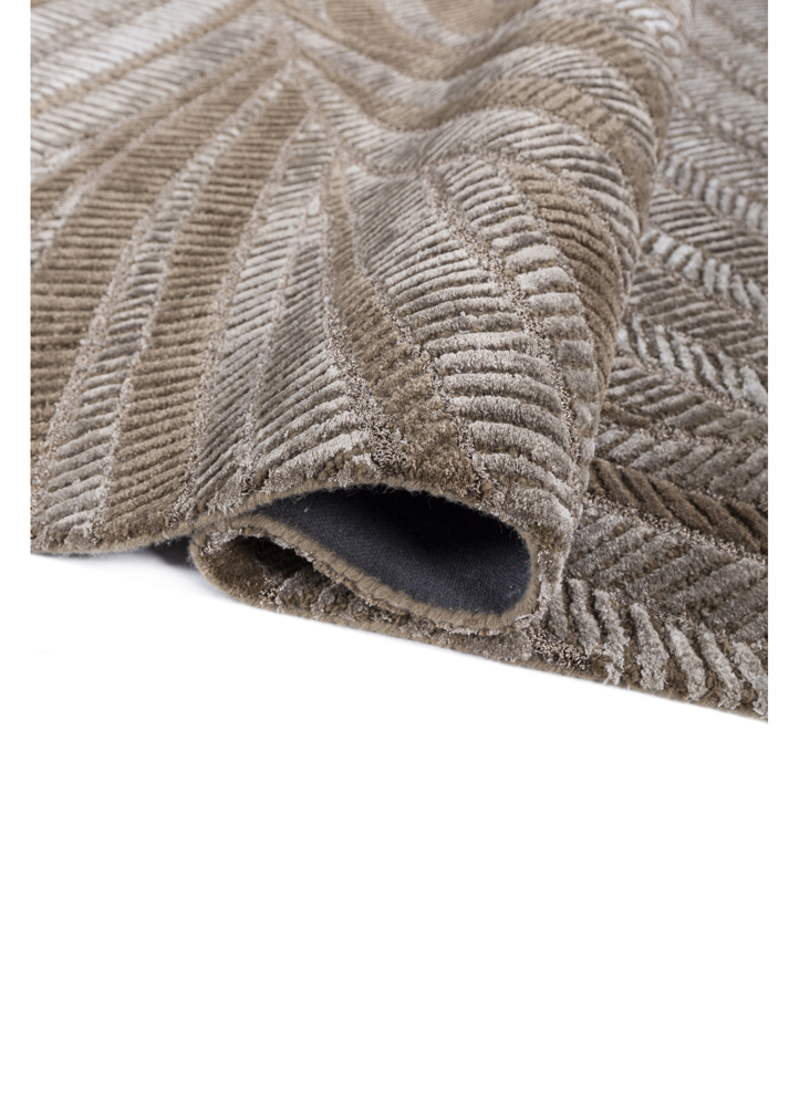 infini beige and brown wool and viscose hand tufted Rug - FloorShot