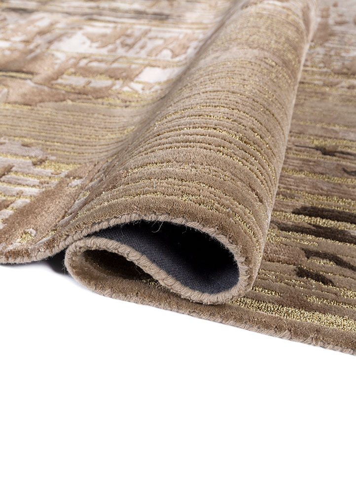 genesis beige and brown wool and viscose hand tufted Rug - FloorShot