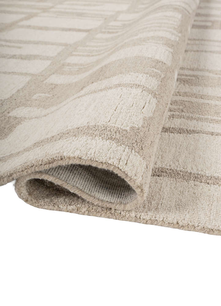 aprezo beige and brown wool hand tufted Rug - FloorShot