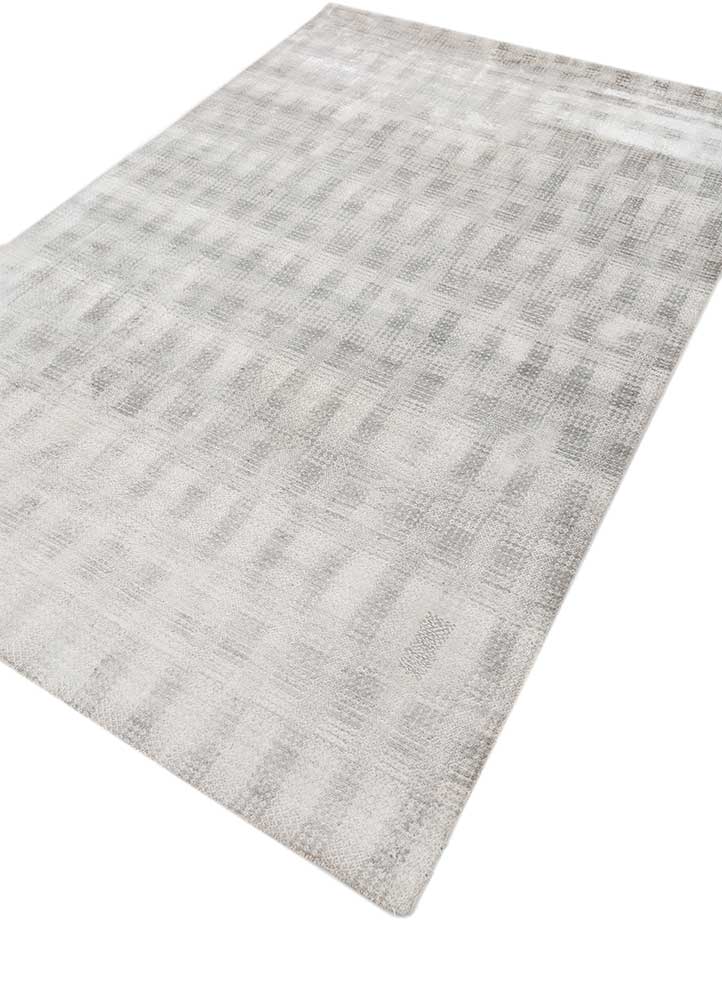 basis grey and black wool and bamboo silk hand loom Rug - FloorShot