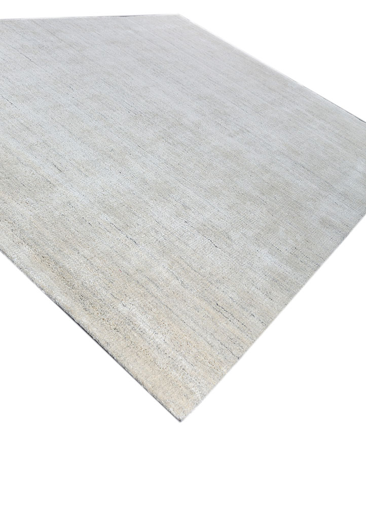 saga ivory wool and silk hand loom Rug - FloorShot