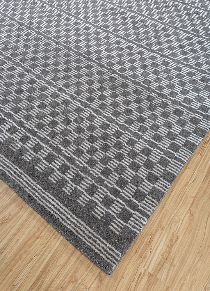basis grey and black wool hand loom Rug - FloorShot
