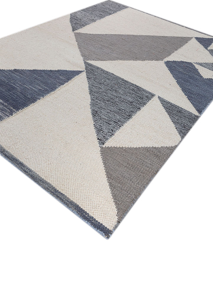 checkers grey and black wool and viscose flat weaves Rug - FloorShot