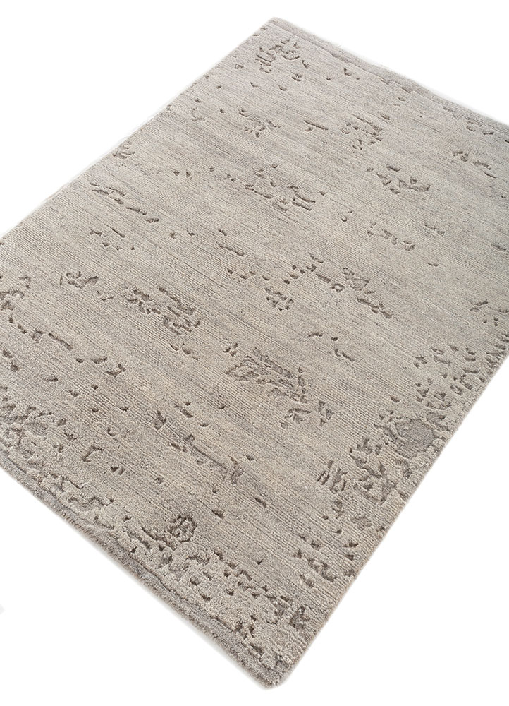 entropy grey and black wool hand knotted Rug - FloorShot